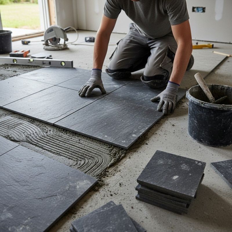 Slate Tile Floor Installation detail